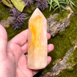 Unikt Golden Healer trn 11 x 3,7 cm  234 g krystal til healing, klarhed og hj vibration