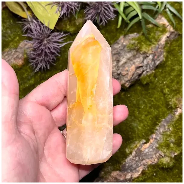 Unikt Golden Healer trn 11 x 3,7 cm  234 g krystal til healing, klarhed og hj vibration