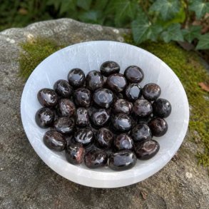 Granat lommesten i selenitsk�l omgivet af natur