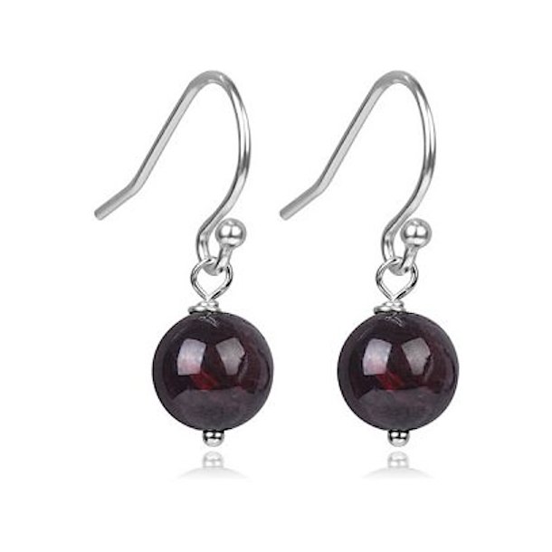 Granat �reringe i sterling s�lv | l�ngde 2,5 cm