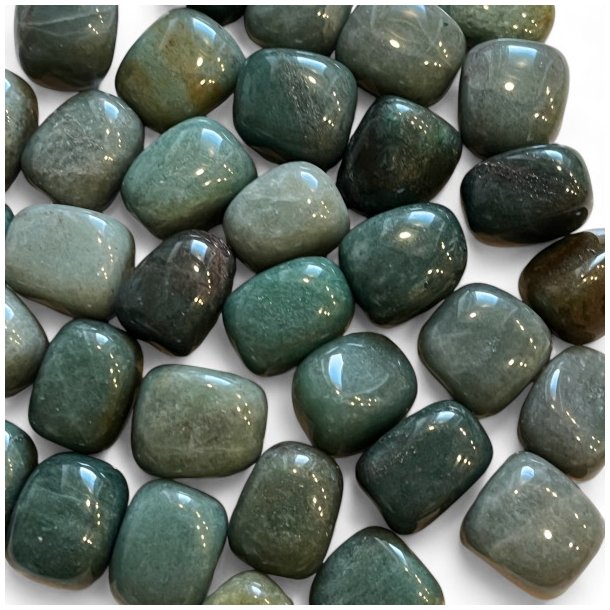 Gr�n aventurin m�rke | lommesten | M�l ca. 2,5 - 3 cm (M)