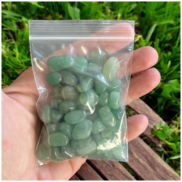 Gr�n aventurin Lommesten | 1ps a� 100 gram | M�l ca. 1,5 - 2 cm