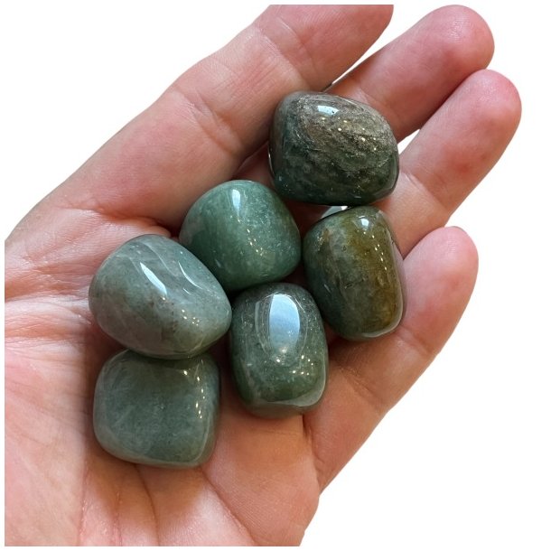 Gr�n aventurin m�rke | lommesten | M�l ca. 2,5 - 3 cm (M)