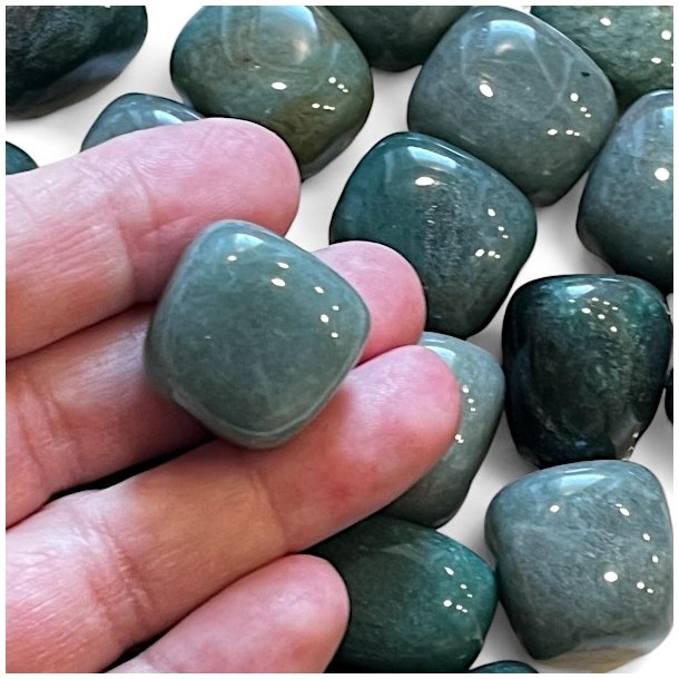 Grn aventurin mrke | lommesten | Ml ca. 2,5 - 3 cm (M)