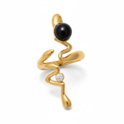 Guldslangering med sort onyx � eksklusivt statement-smykke