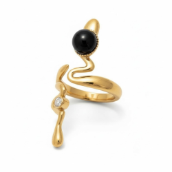 Guldslangering med sort onyx � eksklusivt statement-smykke