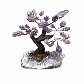 H�ndlavet unikt ametyst krystaltr� p� ametystbase 12 cm