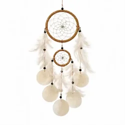 H�ndlavet dr�mmefanger med capiz skaller � boho &amp; natur 50 cm