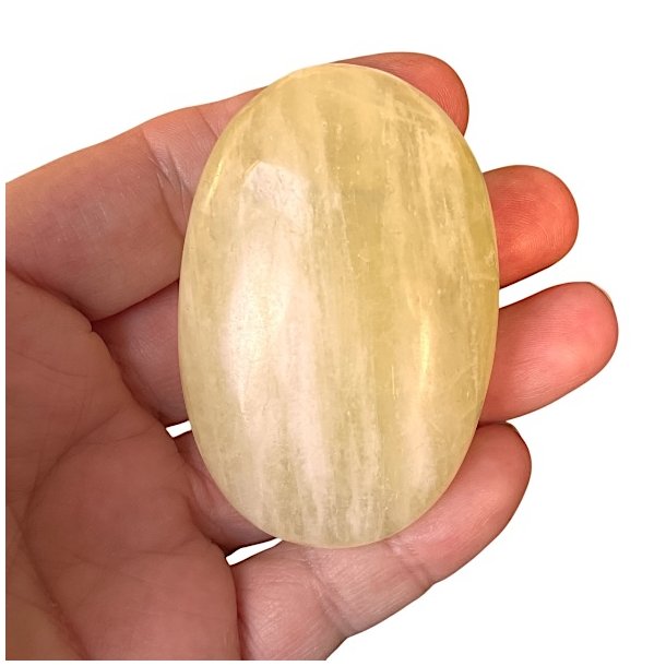 Lemon Calcit H�ndsten � 6 x 4 x 2,5 cm i Smuk Gulgr�n Nuance