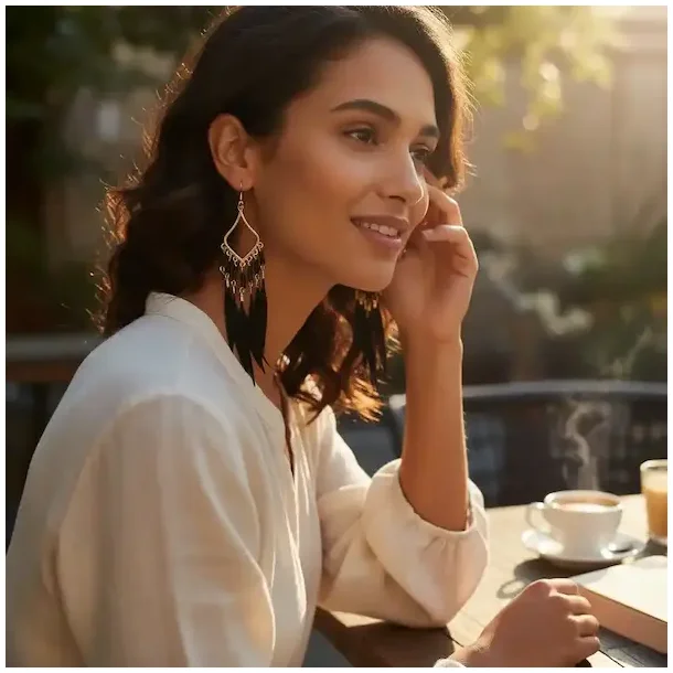 Smukke hndlavede spirituelle boheme reringe med gte sorte fjer og perler, ml 10 cm