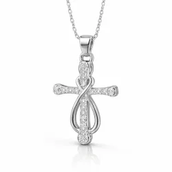 Kors halsk�de med infinity symbol rustfrit st�l 45 cm 2x3,5 cm