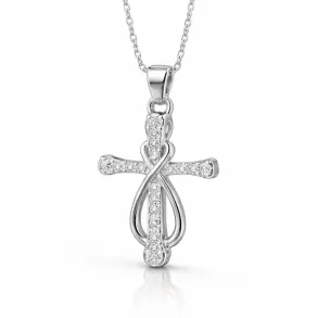 Kors halsk�de med infinity symbol rustfrit st�l 45 cm 2x3,5 cm