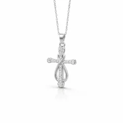 Kors halsk�de med infinity symbol rustfrit st�l 45 cm 2x3,5 cm