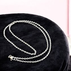 Halsk�der i s�lvmetal med karabinhage, Nikkelfri, M�l 48 cm