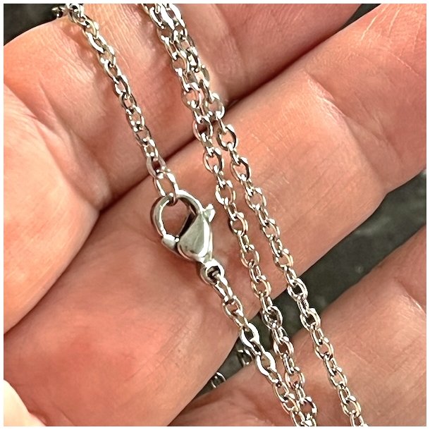 Halsk�der i s�lvmetal med karabinhage, Nikkelfri, M�l 48 cm