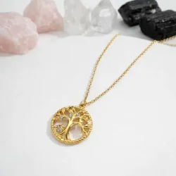 Livets Tr� halsk�de i forgyldt st�l � spirituelt smykke