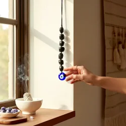 Hanger med tyrkisk �je og Shungit � rensende energi og st�rk spirituel beskyttelse