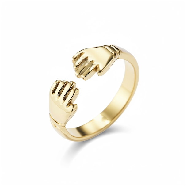 Healing Hands  Justerbar forgyldt ring med spirituel energi og elegance