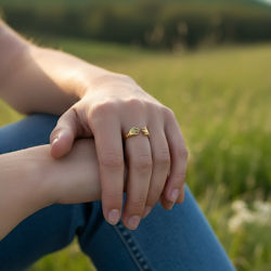 Healing Hands  Justerbar forgyldt ring med spirituel energi og elegance