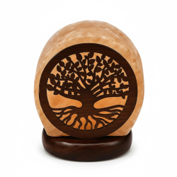 Himalaya salt lampe med Livets Tr�, LED farveskift og USB � ca. 7-800 g