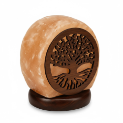 Himalaya salt lampe med Livets Tr�, LED farveskift og USB � ca. 7-800 g