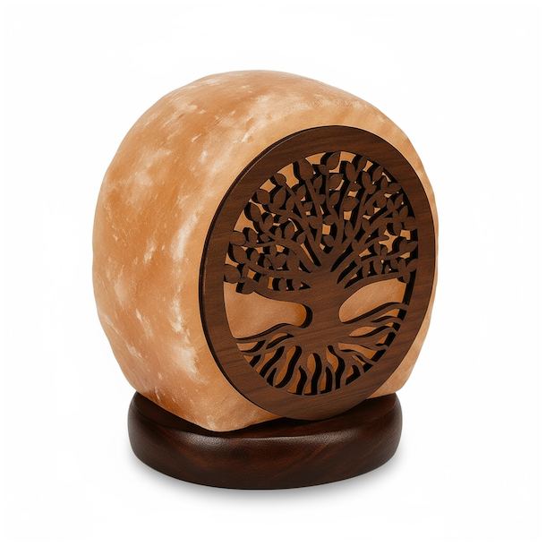 Himalaya salt lampe med Livets Tr, LED farveskift og USB  ca. 7-800 g