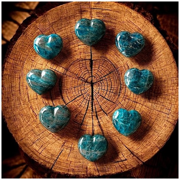 Smukke Hjerter i Bl Apatit  Strlende Bl Energi 35 mm