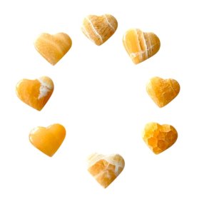 Smukke Hjerter i Gul Calcit � Str�lende Energi 30 - 35 mm