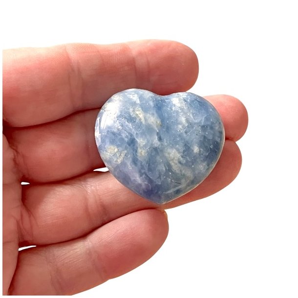 Smukke Hjerter i Bl Calcit  Energi af Indre Ro 35 mm