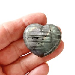 Smukke Hjerter i Labradorit  Strlende Farvespil 35 mm
