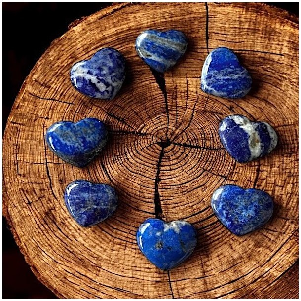 Smukke Hjerter i Lapis Lazuli � Str�lende Visdom 30 - 35 mm