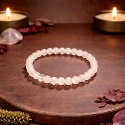Hvid Jade Armb�nd 6 mm � Elastisk Krystalarmb�nd til H�ndled 16�17,5 cm