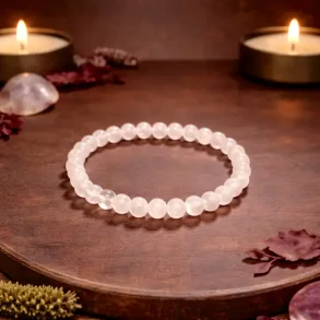 Hvid Jade Armb�nd 6 mm � Elastisk Krystalarmb�nd til H�ndled 16�17,5 cm