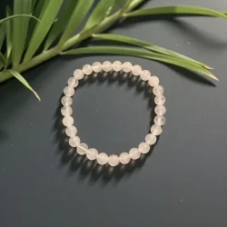 Hvid Jade Armb�nd 6 mm � Elastisk Krystalarmb�nd til H�ndled 16�17,5 cm