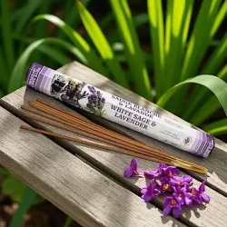 Hvid salvie og lavendel rgelse  20 stk. hndrullede pinde til renselse og afslapning