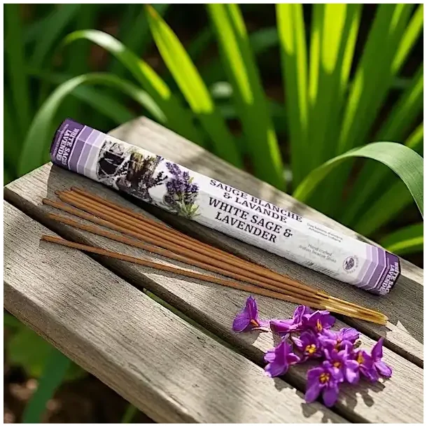Hvid salvie og lavendel rgelse  20 stk. hndrullede pinde til renselse og afslapning