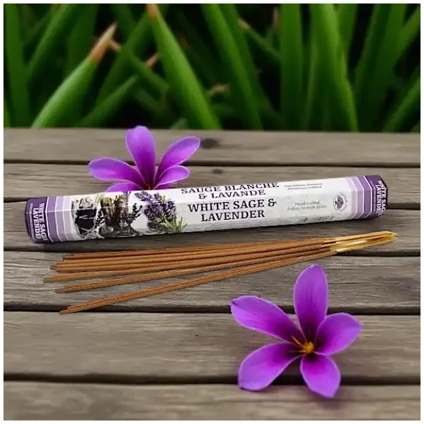 Hvid salvie og lavendel rgelse  20 stk. hndrullede pinde til renselse og afslapning