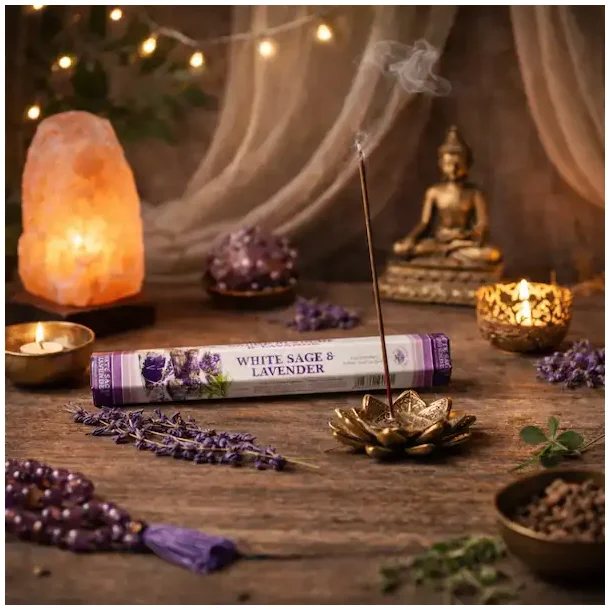 Hvid Salvie &amp; Lavendel R�gelsespinde � 20 stk. fra Green Tree