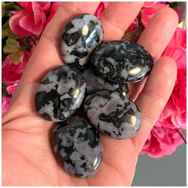 Gabbro | lommesten | flade | M�l 3 - 3,5 cm