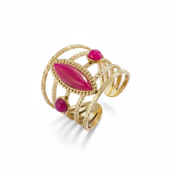 Justerbar forgyldt stlring med pink agat  smuk spirituel ring i hj kvalitet