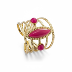 Justerbar forgyldt stlring med pink agat  smuk spirituel ring i hj kvalitet