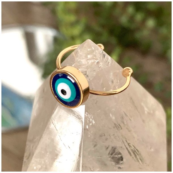 Ringe justerbare m.  evil eye/det tyrkiske je