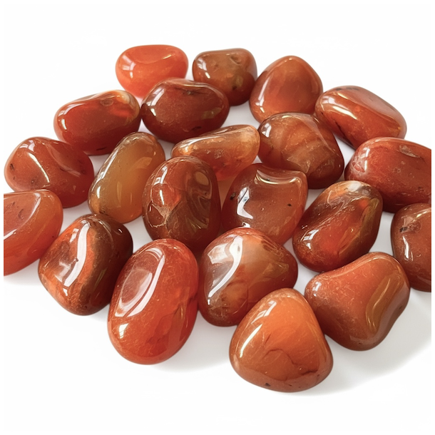 Store karneol sten 3-4 cm � smuk naturkrystal med kraftfuld energi