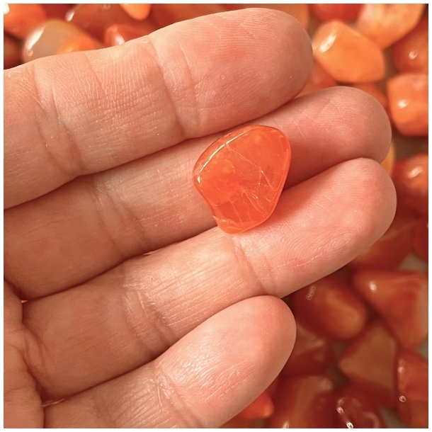 Karneol | lommesten | Ml 1,5 - 2 cm - AA Kvalitet