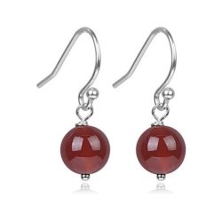 Karneol �reringe i sterling s�lv | l�ngde 2,5 cm