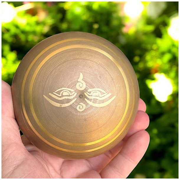 Indisk klangskl m. Skrifttegn dekoration | gaveske | Ml 8 cm 