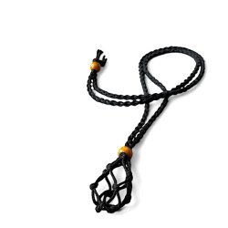 Sort knyttet snre med net til sten og krystaller, Ml 80 x 3 cm