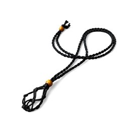 Sort knyttet snre med net til sten og krystaller, Ml 80 x 3 cm