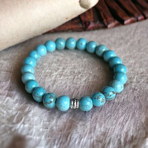 Krystal armb�nd | bl� Howlit | B�rn | 6 mm perler | M�l 14 - 15 cm