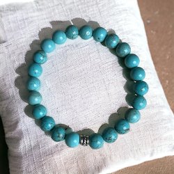 Krystal armbnd | bl Howlit | Brn | 6 mm perler | Ml 14 - 15 cm